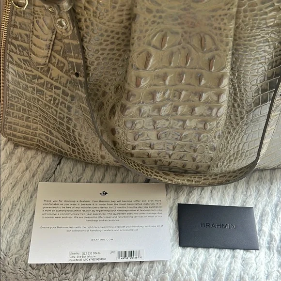 Brahmin Melbourne, Tan Crocodile Embossed Leather Shoulder Bag - Picture 12 of 12